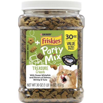 Purina Friskies Party Mix Whitefish Flavor Crunchy Cat Treats, 30 oz.