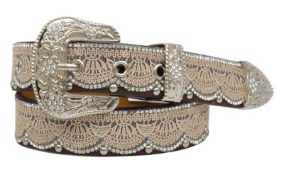 3D Belt Girls' Ivory Lace Belt, Brown/Tan, 1-1/4 in. W