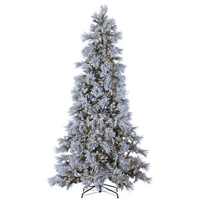 Sterling Tree Company 9 ft. Pre-Lit Lightly Flocked Snowbell Pine Artificial Christmas Tree, Twinkling Lights