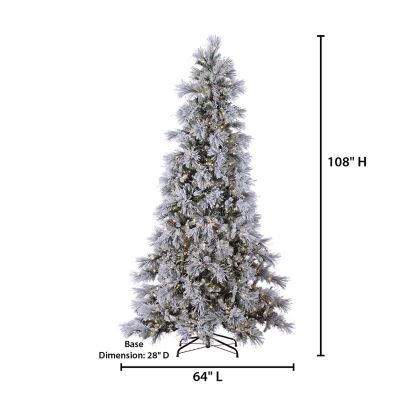Image showing  9 ft. Pre-Lit Lightly Flocked Snowbell Pine Artificial Christmas Tree, Twinkling Lights