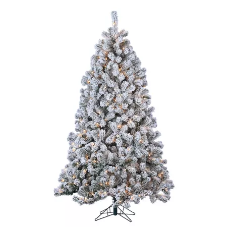 Sterling Tree Company 7 ft Green Flocked PVC Montana Pine Artificial Christmas Trees