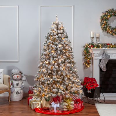 Image showing  7 ft. Flocked Green PVC Montana Pine Tree