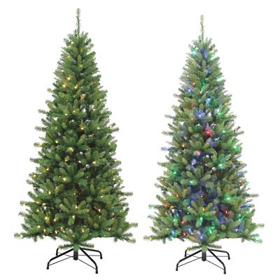 Image showing  7 ft. Pre-Lit Ozark Pine Artificial Christmas Tree, Dual Color-Changing LED Lights