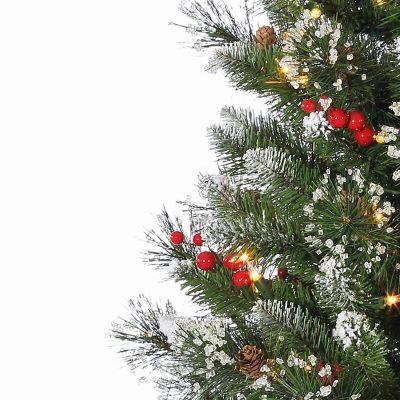 Image showing  4 ft. Pre-Lit Potted Hard Mixed Needle Glazier Pine Artificial Christmas Tree with 100 Lights