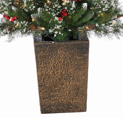 Image showing  4 ft. Pre-Lit Potted Hard Mixed Needle Glazier Pine Artificial Christmas Tree with 100 Lights