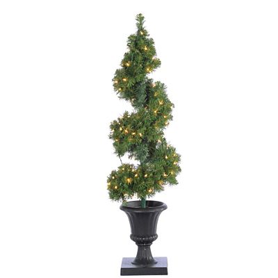 Sterling Tree Company 4 ft. Pre Lit Warm White LED Potted Spiral Tree