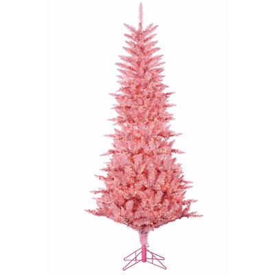 Sterling Tree Company 7.5 ft. Pink Tuscany Tinsel Artificial Christmas Tree with 450 Clear Lights