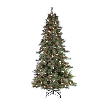 Sterling Tree Company 7.5 ft. Pre-Lit Mixed Needle Arcadia Fir Artificial Christmas Tree, Clear and Warm White Lights