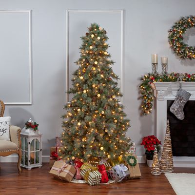 Image showing  7.5 ft. Pre-Lit Mixed Needle Arcadia Fir Artificial Christmas Tree, Clear and Warm White Lights