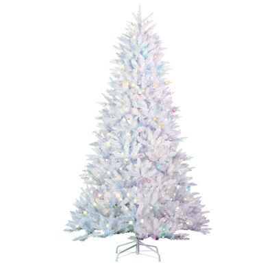 Sterling Tree Company 7.5 ft. Pre-Lit White Parkview Pine Artificial Christmas Tree with LED Color-Changing Lights