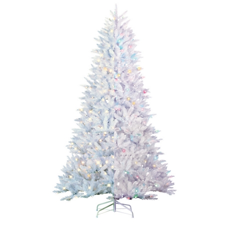Sterling Tree Company 7.5 ft. White Parkview Pine Artificial Christmas Tree with LED Color-Changing Lights
