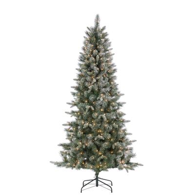 Sterling Tree Company 7 ft. Natural Cut Lightly Flocked Arctic Pine Artificial Christmas Tree with Glitter