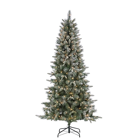 Sterling Tree Company 7 ft. Natural Cut Lightly Flocked Arctic Pine Artificial Christmas Tree with Glitter