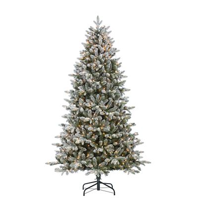 Sterling Tree Company 7.5 ft. Natural Cut Flocked Mountain Fir Artificial Christmas Tree