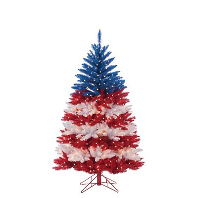 Sterling Tree Company 5 ft. Pre-Lit Patriotic American Tree Artificial Christmas Tree