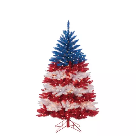 Sterling Tree Company 5 Foot Pre-Lit American Patriotic Artificial Christmas Tree Artificial Christmas Trees