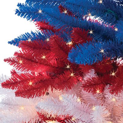 Image showing  5 ft. Pre-Lit Patriotic American Tree Artificial Christmas Tree