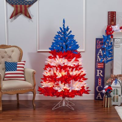 Image showing  5 ft. Pre-Lit Patriotic American Tree Artificial Christmas Tree