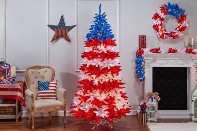 Image showing  7.5 ft. Patriotic American Artificial Christmas Tree