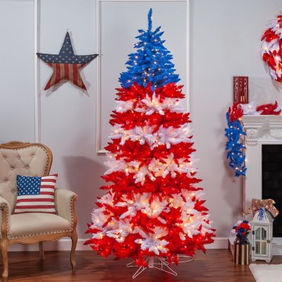 Image showing  7.5 ft. Patriotic American Artificial Christmas Tree