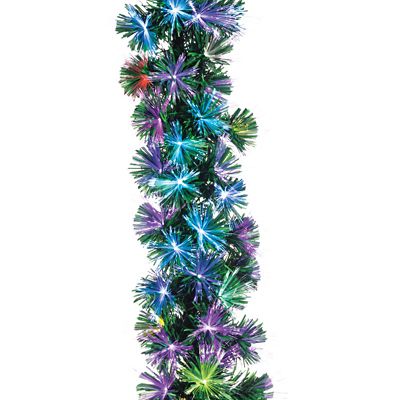 Sterling Tree Company 6 ft. Pre-Lit Artificial Christmas Garland, 75 Color-Changing Fiber Optic Lights
