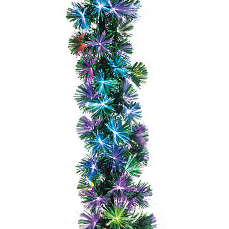 Sterling Tree Company 6 ft. Pre-Lit Artificial Christmas Garland with 75 Color-Changing Fiber Optic Lights
