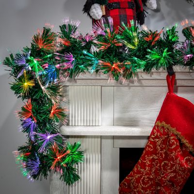 Image showing  6 ft. Pre-Lit Artificial Christmas Garland, 75 Color-Changing Fiber Optic Lights