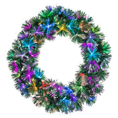 Sterling Tree Company 24" Pre-Lit Color Changing Artificial Christmas Wreath with 75 Fiber Optic Lights Artificial Christmas Wreaths