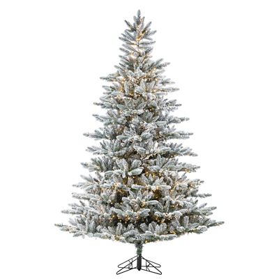 Sterling Tree Company 7.5 ft. Flock Natural Cut Redwood Pine Artificial Christmas Tree