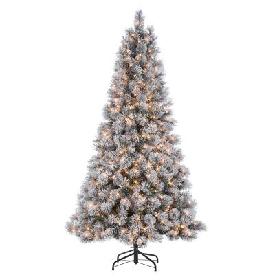 Sterling Tree Company 7.5 ft. Flock Hardmix Needle Pine Artificial Christmas Tree