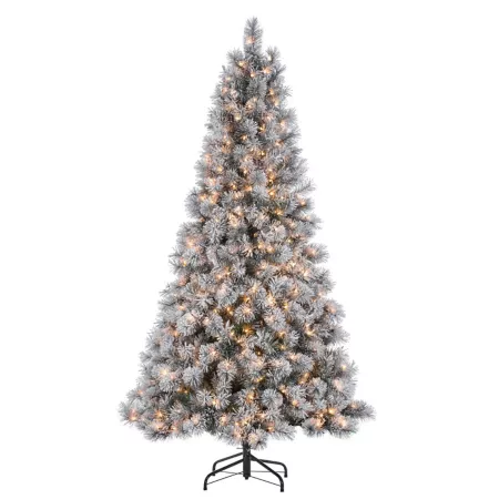 Sterling Tree Company 7.5' Hardmix Flock Needle-punched Pine Artificial Christmas Tree Artificial Christmas Trees