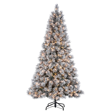 Sterling Tree Company 7.5 ft. Flock Hardmix Needle Pine Artificial Christmas Tree