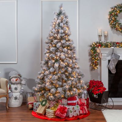 Image showing  7.5 ft. Flock Hardmix Needle Pine Artificial Christmas Tree