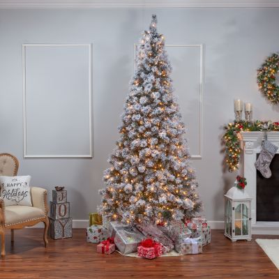 Image showing  9 ft. Flocked Hard Mixed Needle Boise Pine Artificial Christmas Tree