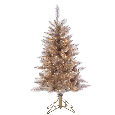 Sterling Tree Company 4 ft. Rosegold Tuscany Tinsel Artificial Christmas Tree