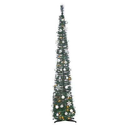 Sterling Tree Company 6 ft. Pop-Up Decorated Green Pre-Lit Artificial Christmas Tree with 100 White Lights