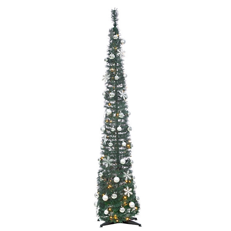 Sterling Tree Company 6 ft. Pop-Up Decorated Green Pre-Lit Artificial Christmas Tree with 100 White Lights