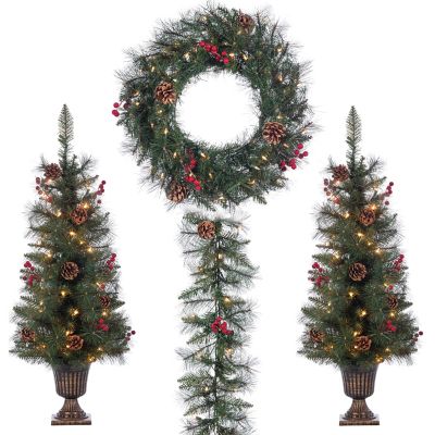 Sterling Tree Company Set Pine Christmas Decor, 4-Pack