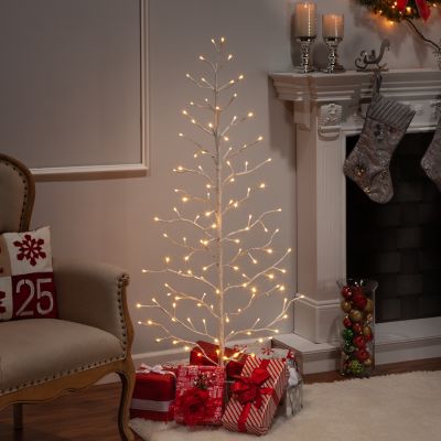 Everlasting Glow 5 ft. Electric 2-D Artificial Tree with Warm White LED Lights and Outdoor Adapter, White