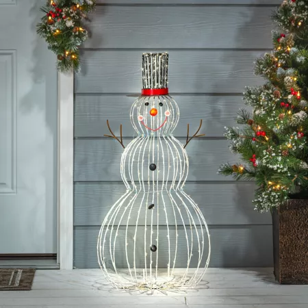 Gerson International 33 in Jolly Wire LED Snowman Outdoor Yard Decoration for Christmas Holidays Rain Barrels