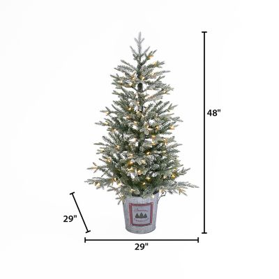 Image showing  4 ft. Pre-Lit Flocked Half-Style Artificial Holiday Tree, Soft White LED Lights
