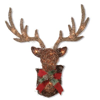 Gerson International 32 in. Electric Vine Stag Head Christmas Wall Decor