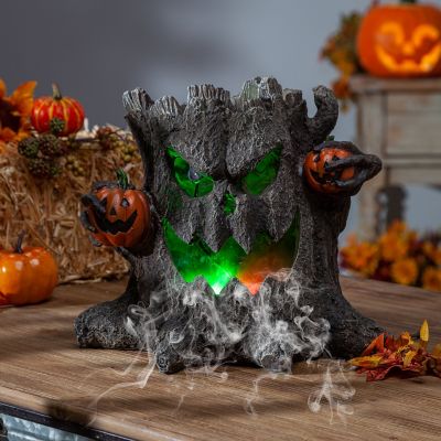 Gerson International Electric Resin Smoking Haunted Tree Stump Halloween Decoration, 12.4 in.