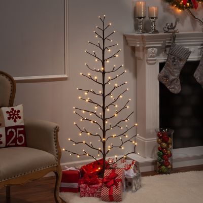 Everlasting Glow 5 ft. Electric 2-D Artificial Tree with Warm White LED Lights and Outdoor Adapter, Brown