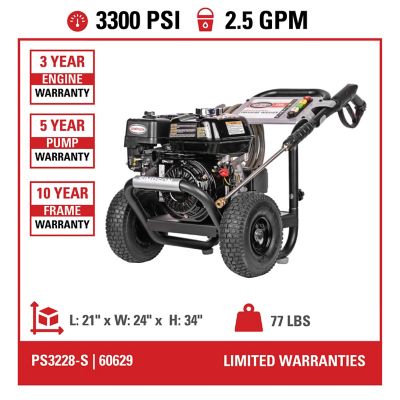 Image showing  3,300 PSI 2.5 GPM Gas Cold Water PowerShot Professional Pressure Washer with Honda GX200 Engine