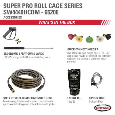 Image showing 9 th SIMPSON 4,400 PSI 4 GPM Gas Cold Water SuperPro Roll-Cage Pressure Washer, Triplex Plunger Pump, Honda GX390 Engine, 49-State