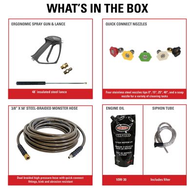 Image showing  4,400 PSI 4 GPM Gas Cold Water SuperPro Roll-Cage Pressure Washer with Triplex Plunger Pump, CRX420 Engine, 50 ft. Hose