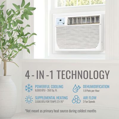 Image showing 5 th Keystone 115 V Window/Wall Air Conditioner with 3,500 BTU Supplemental Heat, 1,500 sq. ft., 8,000 BTU