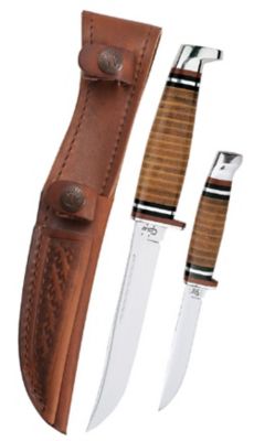 Case Cutlery 2 pc. Leather Hunting Knife Set with Leather Sheath