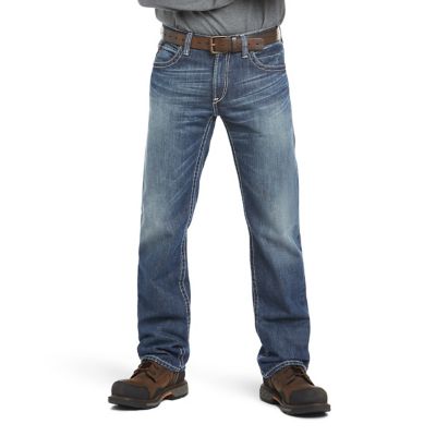 Ariat Men's FR M4 Relaxed Ridgeline Boot Cut Jeans, 10018365 These are the best Jeans!  They fit perfectly, have a great cut for slip on boots and are durable